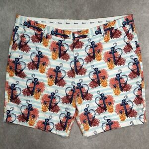 HRESKI Nautical Ocean Anchor Print Golf Shorts (Loudmouth Style) Size 44 Coral